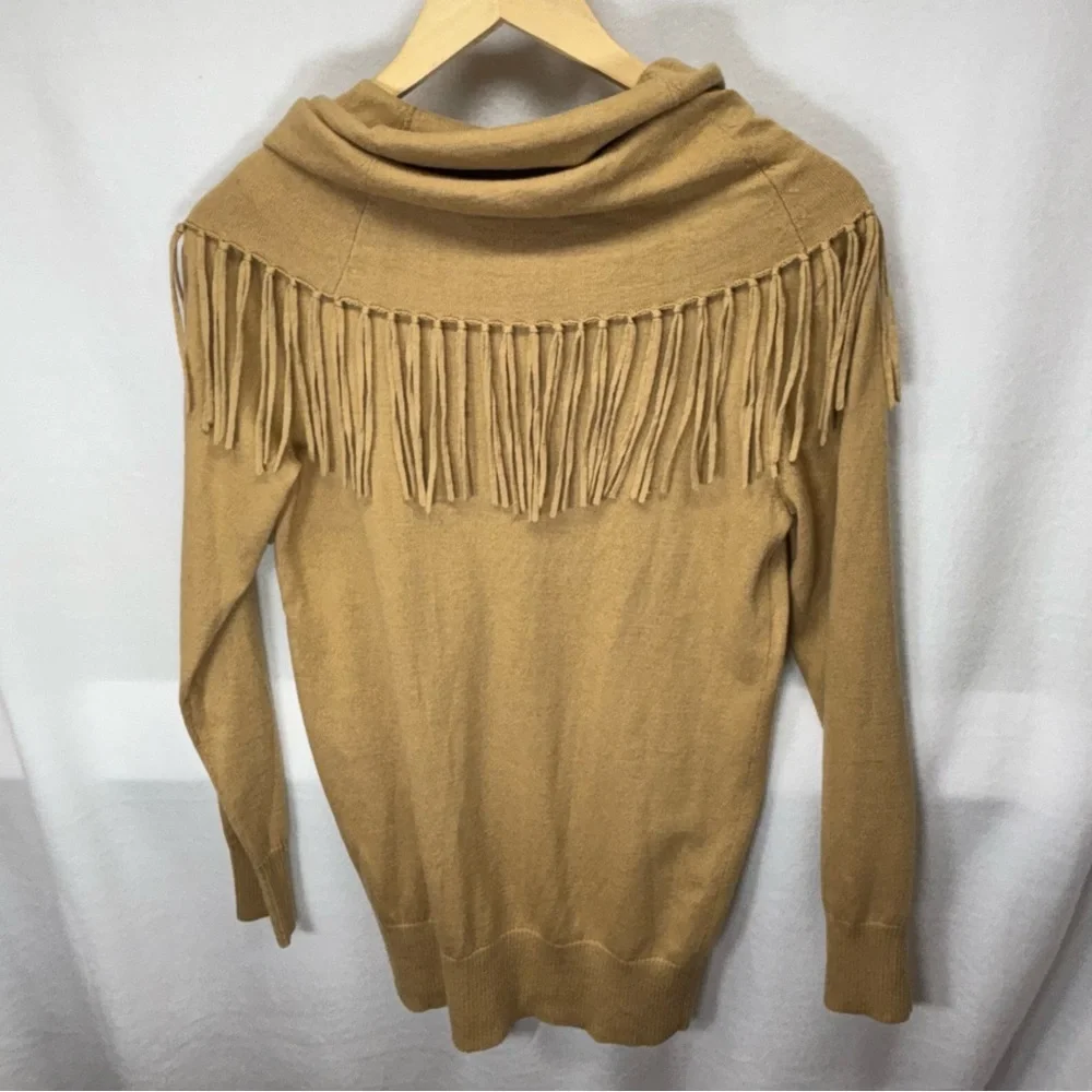 Michael Kors Tan Fringe Cowl‎ Neck Sweater Size Small